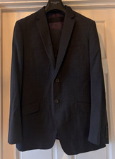 Ted Baker Elevated 3 Piece Grey Wool-Blend Suit Long Jacket 40L Regular