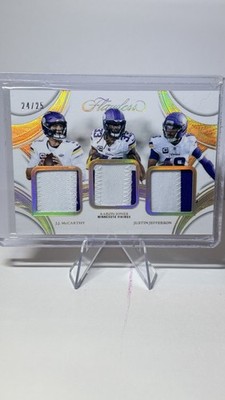 2025 Flawless Triple Patches Justin Jefferson J.J. McCarthy Aaron Jones Gold /25