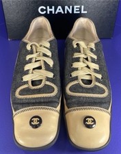 Pristine Chanel Leather And Denim Sport Shoe