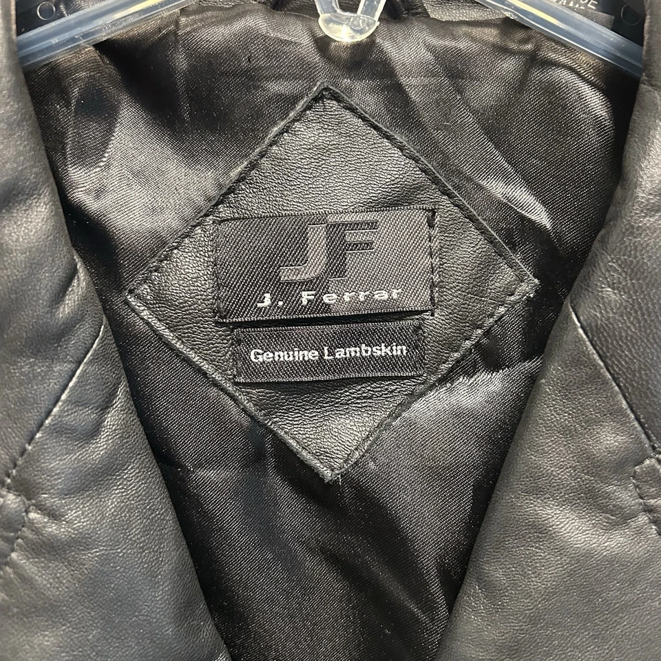J. FERRAR Chaqueta Blazer Piel de Cordero Genuina Cuero Suave 3 Botones Negra Talla L Foto 2 de 4