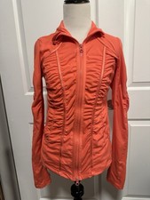 Zella Jacket Womens S Coral Zip Up Pockets Thumbholes Activewear Athletic