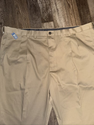 Pantaloni pieghettati Haggar Big/Tall Premium senza ferro vita espandibile cachi 50x30 nuovi con etichette - Foto 3 di 6