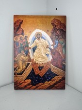 Jesus Christ Resurrection Icon on Wood – Christian Easter Icon 8x5.5