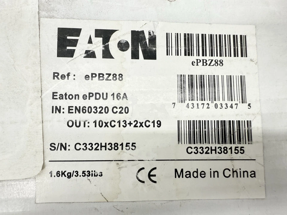 EPBZ88, Eaton, Basic ePDU, 100-240, 16A, 1U Horizontal - Image 4 of 4