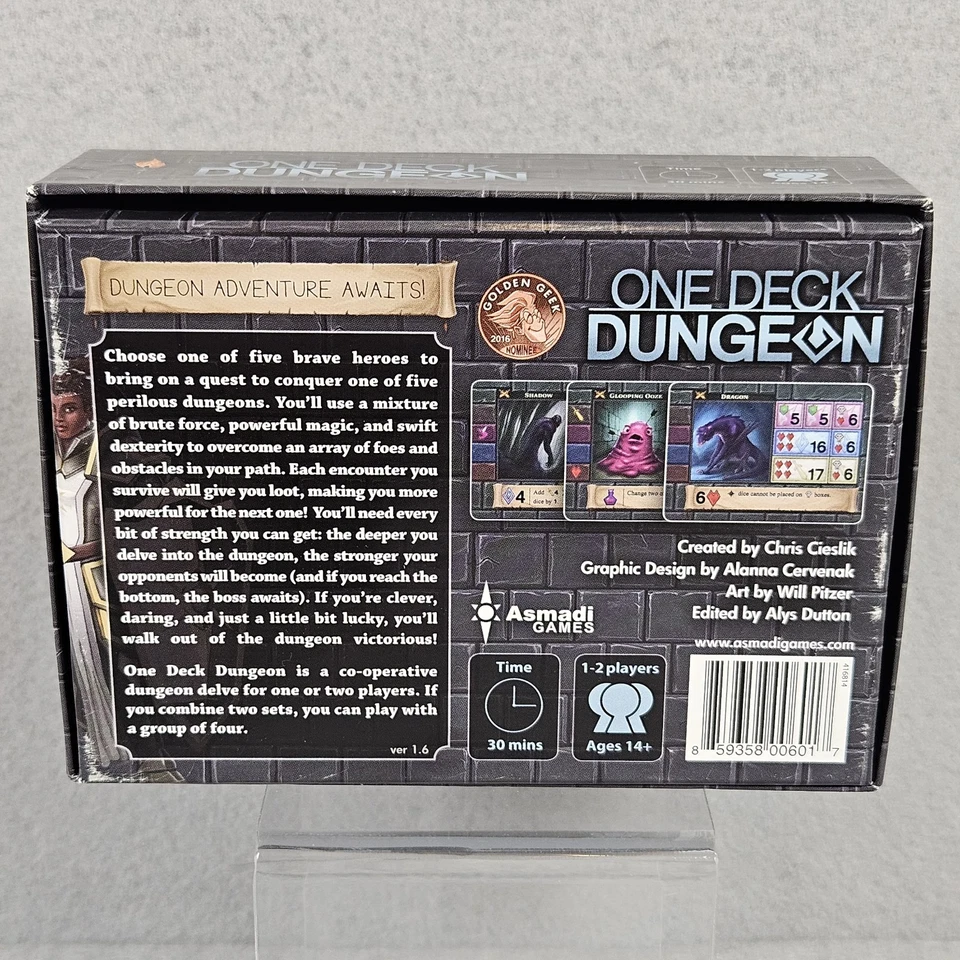 One Deck Dungeon Game Asmadi Games Cards Dice Complete Unused 2019  - Image 2 of 4