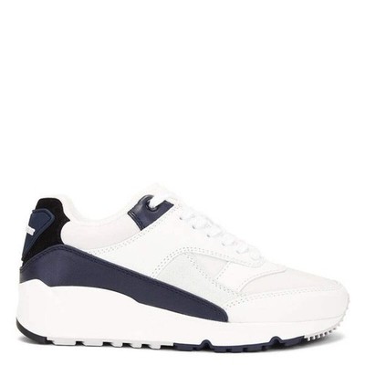 Saint Laurent Bump Nylon Suede & Leather Sneaker White & Navy