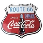 Vintage Route 66 Coca Cola Porcelain Sign - Gas Pump Soda Diner Sign