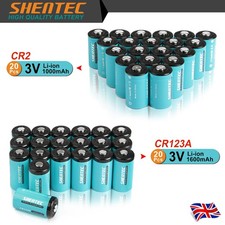 SHENTEC 20x 1600mAh CR123A 1000mAh CR2 3V Li-ion Durable Batteries For Cameras
