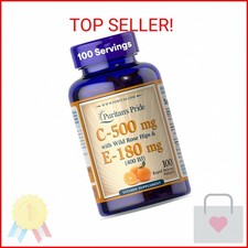 Puritan's Pride Premium Vitamin C-500mg with Rose HIPS and Vitamin E-400, Supple