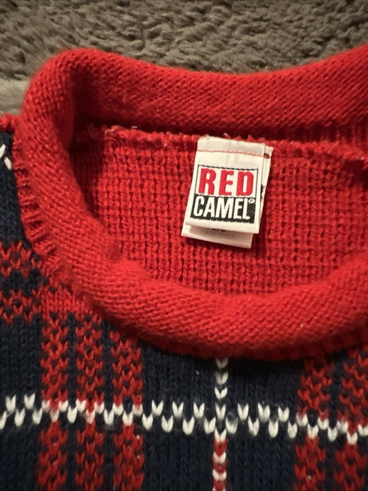 Vintage Red Camel Plaid Holiday Scottie Dogs Sweater Kids Size 5/6 - Image 3 of 3