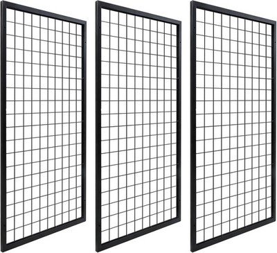 3 Packs Grid Wall Panels, Metal Black Wire Grid Panel, Gridwall Display Rack, He