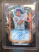 Francisco Lindor 2025 Cosmic Chrome Extraterrestrial Talent Auto Black /10 Mets