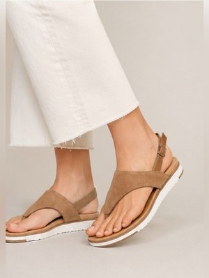 Ugg Australia Alessia Coffee Suede Patent Comfort Slingback Sandals Size 8M