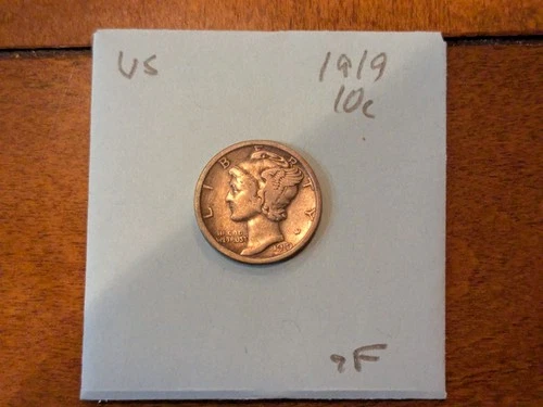 1919 Mercury Dime $0.10 90% Silver Fine F