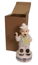 United Cigar Ceramic Smoking Gentleman Ashtray Figurine White 10" New