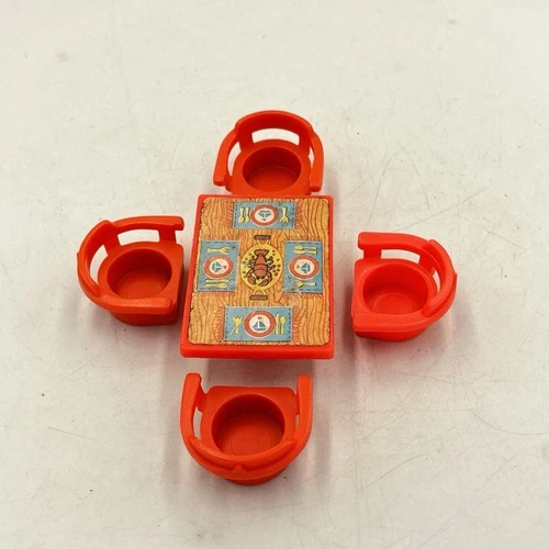 Vintage Fisher Price Little People Lobster Dinner Table W/Captains Chairs 5pc #1