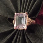 Vintage Sterling Silver 925 Emerald Cut Amethyst Color Scroll Ring Size 6