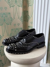 F/W 09 PRADA Runway Black Studded Leather Cap Toe Lace Derby Size 11 / 45.5