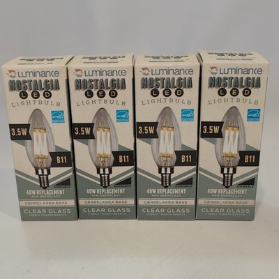 4 Bulbs Luminance B11 Nostalgia LED Bulb 3.5 Watts E12 Base Clear Chandelier