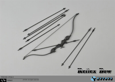 1/6 Scale Recurve Bow and Arrow Weapon Model for 12'' Scene Action Figure