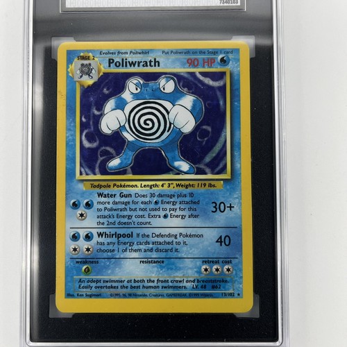 Pokémon 1999 Base Set Holo #13 Poliwrath SGC 7 NM - Picture 3 of 5