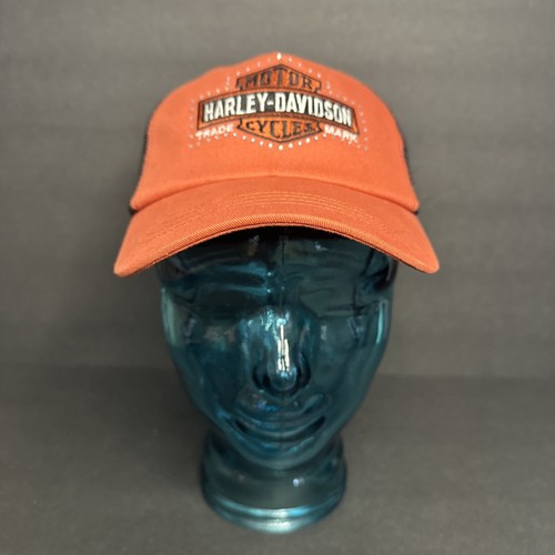 Harley Davidson Orange/Black Truckers Adjustable Mesh Cap Hat - Picture 2 of 6