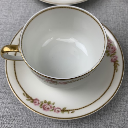 Haviland Limoges tazze da tè e piattini rosa rose accenti oro lotto di 6 - Foto 5 di 10