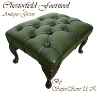 Traditional Chesterfield 100% Genuine Leather Queen Anne Footstool Antique Green Traditional Chesterfield 100% Genuine Leather Queen Anne Footstool Antique Green