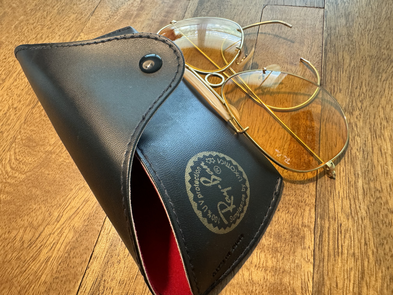 Ray Band Amber/Orange Bausch & Launch Aviator Shooting Glasses / Case Vintage eBay