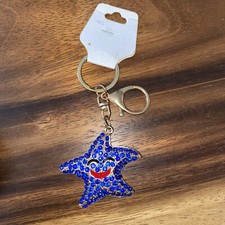 Bling Sequins Star Bag Charm Keychain Backpack Bag Charm keyring key fob Blue