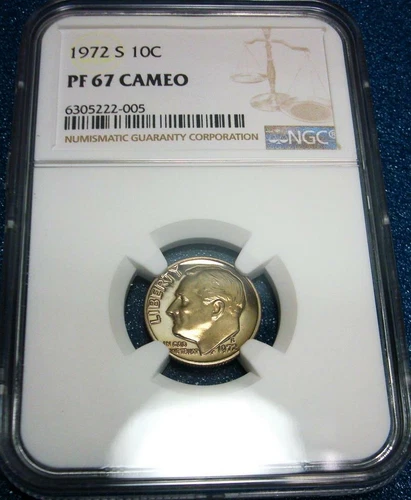 1972-S NGC PF67 CAMEO 10C ROOSEVELT DIME #005