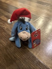 NEW, Eeyore Disney Store Holiday Christmas Winnie the Pooh Santa Plush 6  