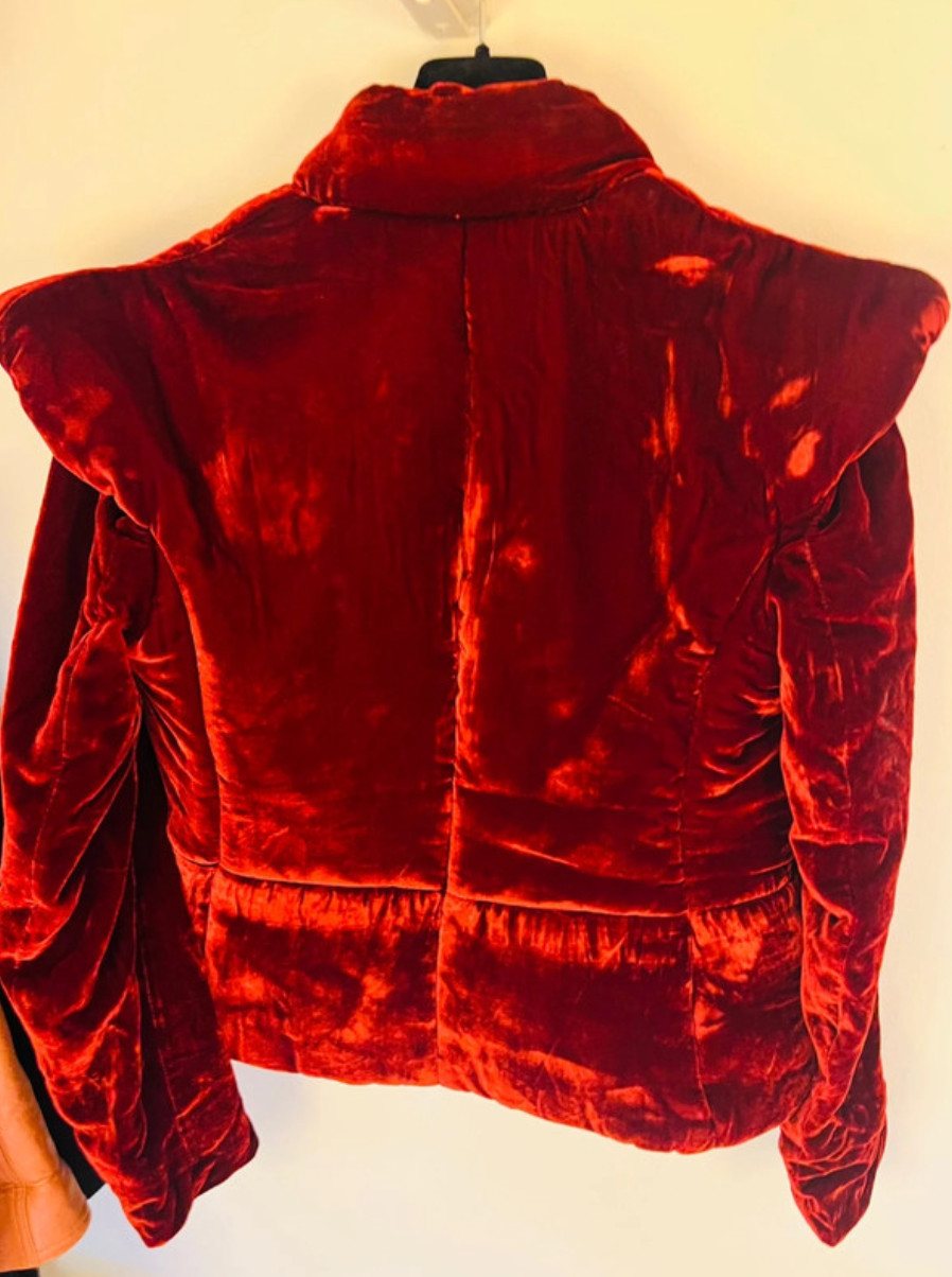 ZARA VELVET QUILTED JACKET Limited Edition Trinny Sz S💕BNWT blazer shoulder pad image 2