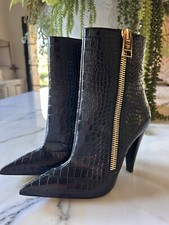 Tom Ford 105MM Leather Crocodile-Embossed Boo...