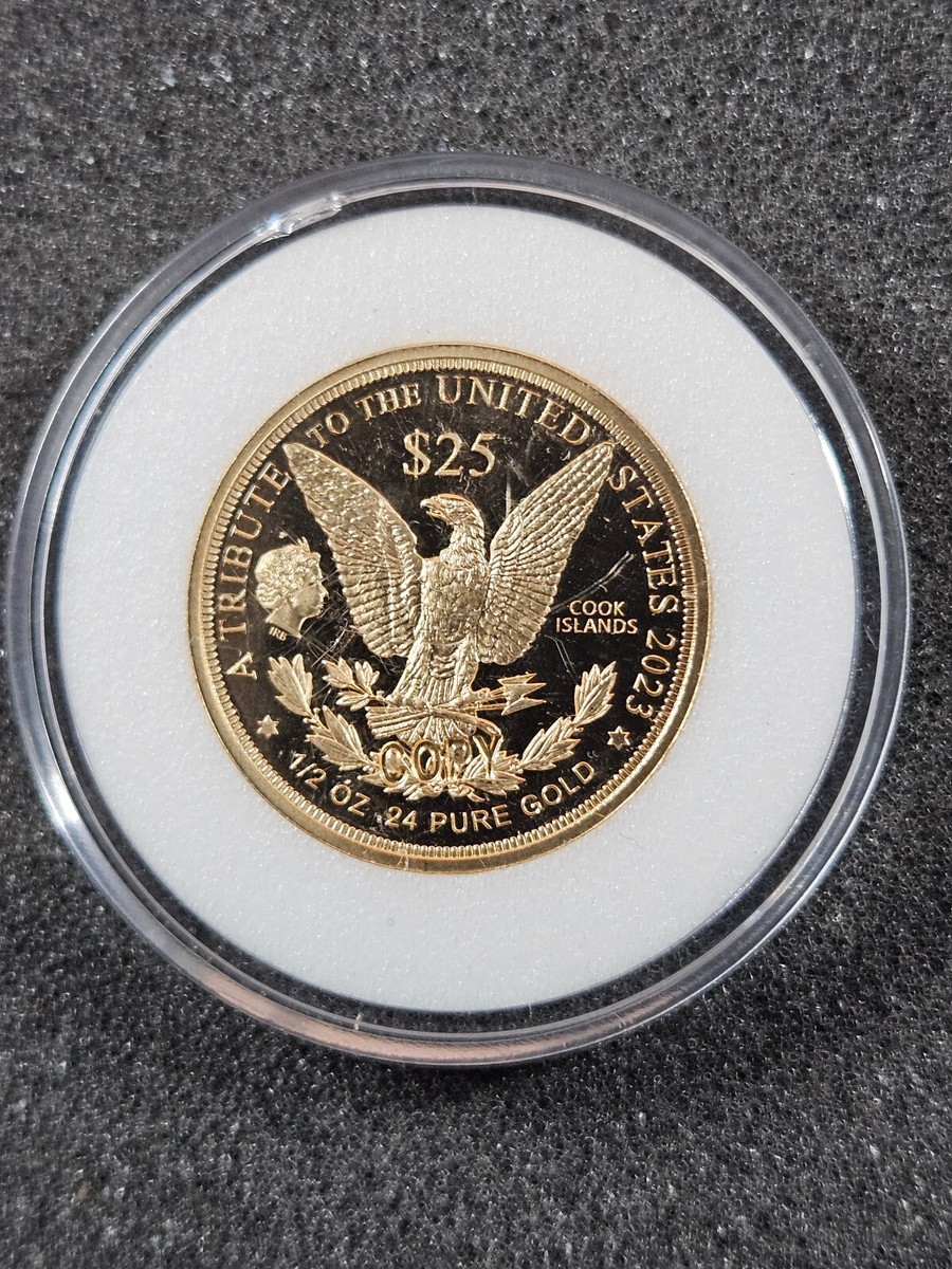 ✨ 2023 $25 GOLD COOK ISLANDS 1/2 OZ 24% PURE MORGAN EAGLE GOLD