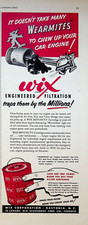 1953 Wix Oil Filter Cartridge Vintage Print Ad Bug Wearmites Chew Up Car Engine