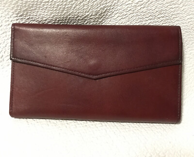 Vintage Burgundy St. Thomas Bifold Wallet Calf Leather 7.25 x 4