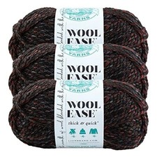  3 Pack Lion Brand Yarn 640-506F Wool-Ease Thick  Quick Bulky Yarn, Blackstone