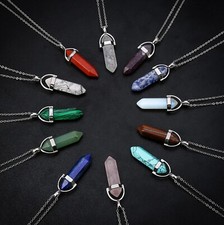 Crystal Point Chakra Healing Gemstone Pendant Necklace Stone