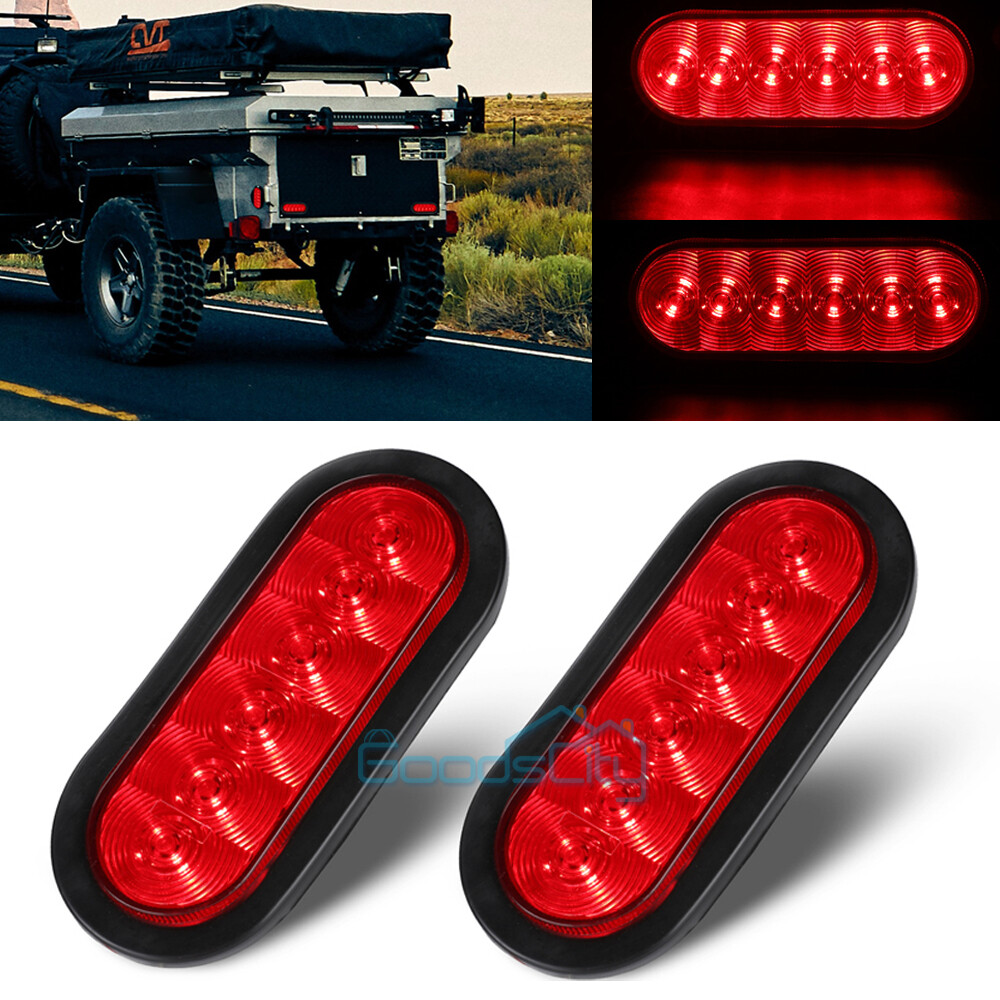 Partsam 2PCS Trailer Truck Boat Bus Red LED 6" Inch Oval Stop Turn Tail Brake Light DOT Certified Marker Lights Sealed Surface Mount 12V Waterproof IP65 Replacement For Trailer RV Trucks In - Foto 12