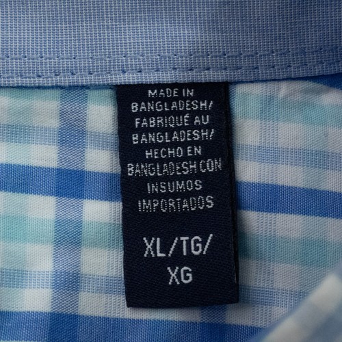 Izod Shirt Adult XL Blue Button Down Long Sleeve Tattersal Plaid Slim Fit Mens - Picture 4 of 9