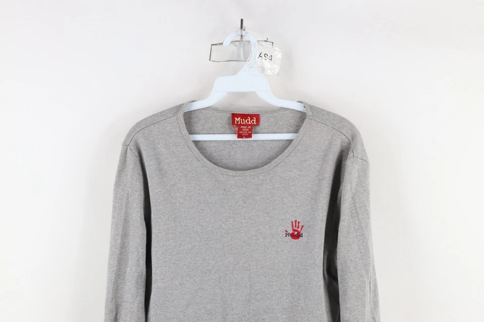 Camiseta térmica acanalada vintage años 90 Y2K Mudd para mujer babydoll grande flor gris Foto 2 de 4