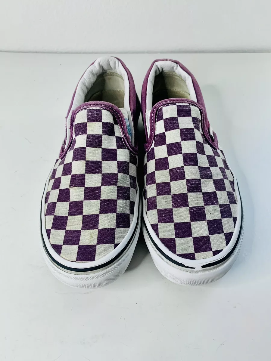 Lilac and top white checkered vans
