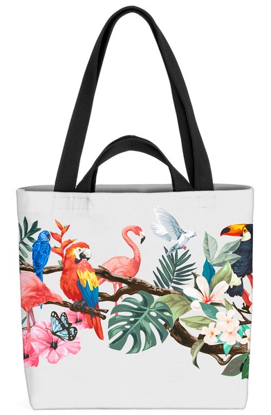 Papagei Flamingo Palmen Tiere Tasche Pride Palmen Pflanzen Muster Blumen Tukan-image
