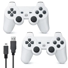 2x White Wireless Bluetooth Video Game Controller Pad For Sony PS3 Playstation 3