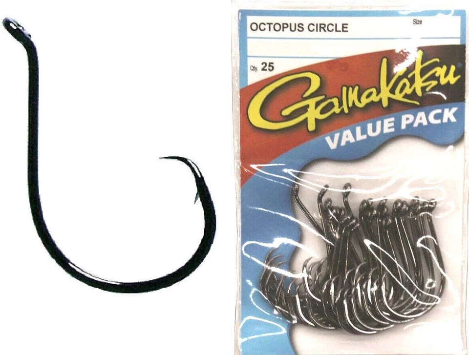 Gamakatsu Octopus Circle Fishing Hook Value Pack (25 Hooks) - Choose Size BRAND