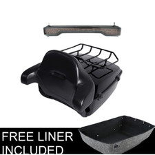Vivid Black King Trunk w/ Tail Light Fit For Harley Touring 14-Up
