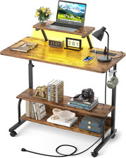 Height Adjustable Standing Desk with Power Outlets and LED Lights - 32" Manual S