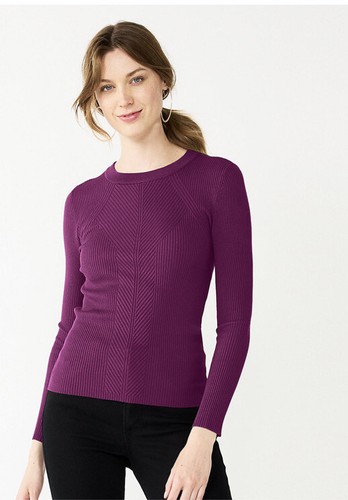 Nine West women's Rib Soft Warm Comfy Plum Sweater Size Medium Excellent |  eBay