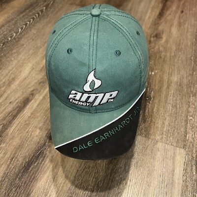 Amp Energy Drink Hat Green Black Nascar Racing Embroidered Promo Ad Logo Cap